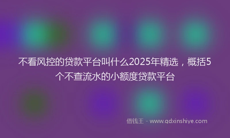 不看风控的贷款平台叫什么2025年精选，概括5个不查流水的小额度贷款平台
