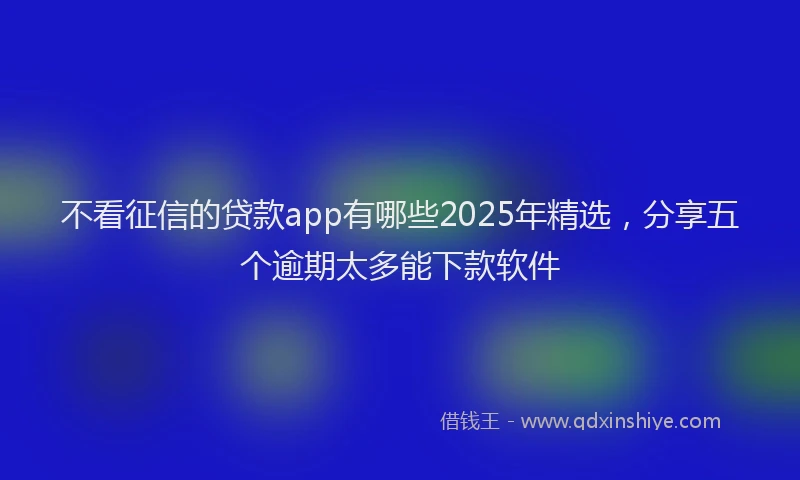 不看征信的贷款app有哪些2025年精选，分享五个逾期太多能下款软件