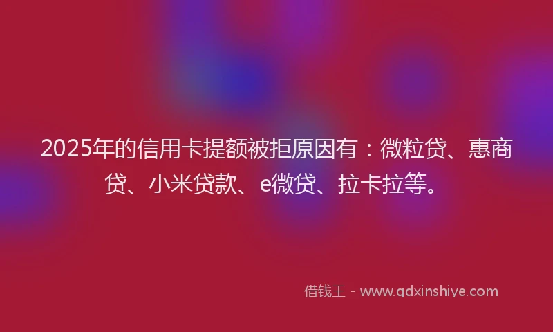 2025年的信用卡提额被拒原因有：微粒贷、惠商贷、小米贷款、e微贷、拉卡拉等。