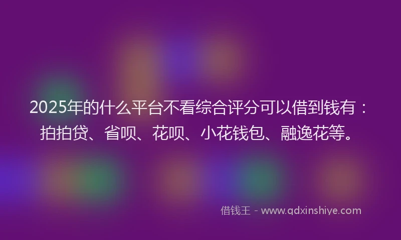 2025年的什么平台不看综合评分可以借到钱有：拍拍贷、省呗、花呗、小花钱包、融逸花等。
