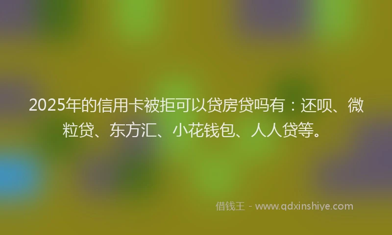 2025年的信用卡被拒可以贷房贷吗有：还呗、微粒贷、东方汇、小花钱包、人人贷等。