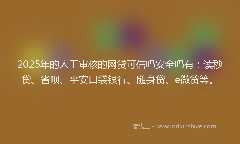 2025年的人工审核的网贷可信吗安全吗有：读秒贷、省呗、平安口袋银行、随身贷、e微贷等。