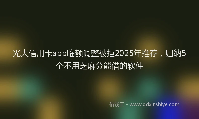 光大信用卡app临额调整被拒2025年推荐，归纳5个不用芝麻分能借的软件