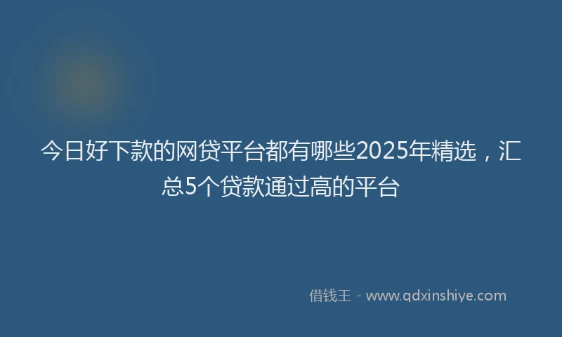 今日好下款的网贷平台都有哪些2025年精选，汇总5个贷款通过高的平台