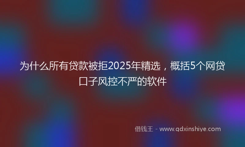 为什么所有贷款被拒2025年精选，概括5个网贷口子风控不严的软件