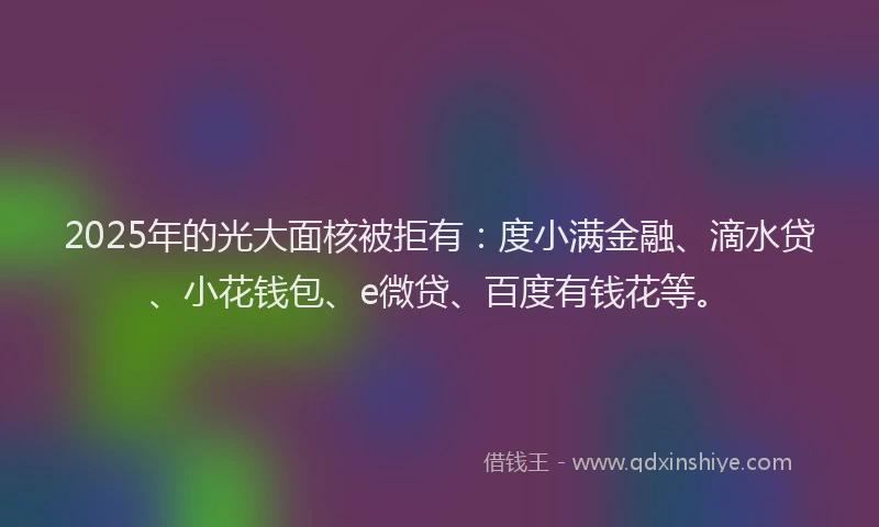 2025年的光大面核被拒有：度小满金融、滴水贷、小花钱包、e微贷、百度有钱花等。