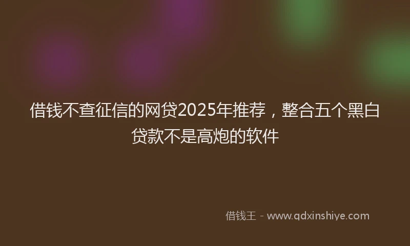 借钱不查征信的网贷2025年推荐，整合五个黑白贷款不是高炮的软件