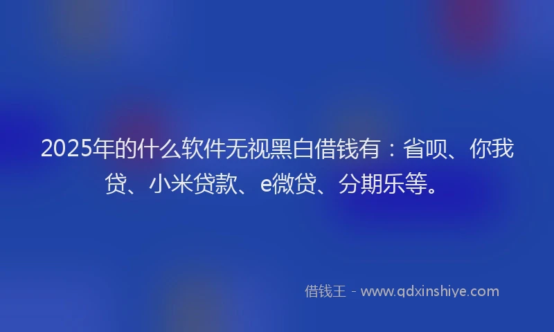 2025年的什么软件无视黑白借钱有：省呗、你我贷、小米贷款、e微贷、分期乐等。