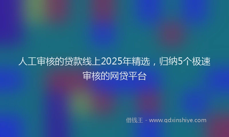 人工审核的贷款线上2025年精选，归纳5个极速审核的网贷平台