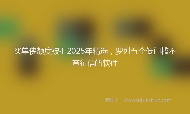 买单侠额度被拒2025年精选，罗列五个低门槛不查征信的软件