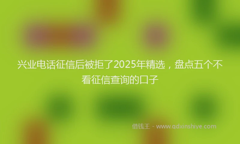 兴业电话征信后被拒了2025年精选，盘点五个不看征信查询的口子