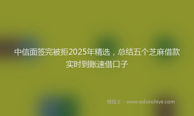 中信面签完被拒2025年精选，总结五个芝麻借款实时到账速借口子
