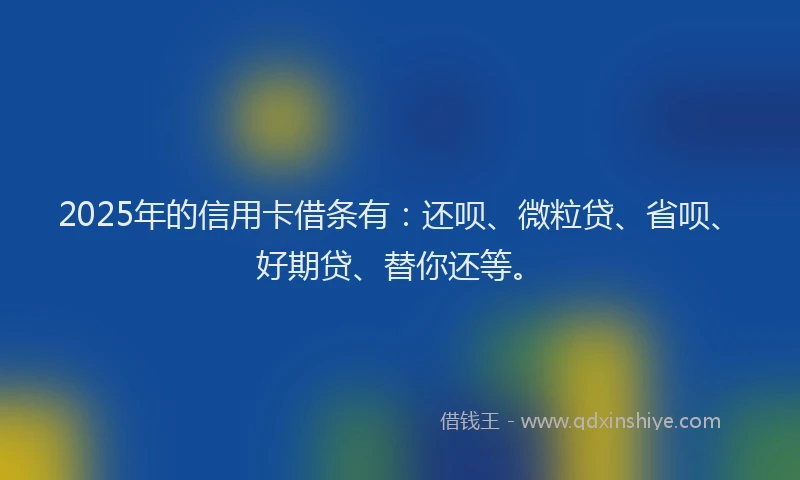 2025年的信用卡借条有：还呗、微粒贷、省呗、好期贷、替你还等。