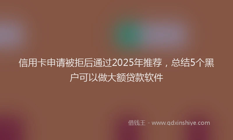 信用卡申请被拒后通过2025年推荐，总结5个黑户可以做大额贷款软件