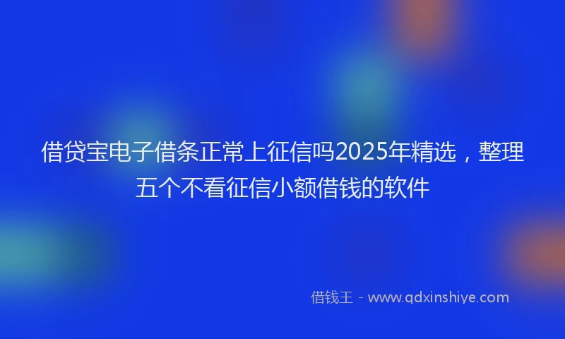 借贷宝电子借条正常上征信吗2025年精选，整理五个不看征信小额借钱的软件