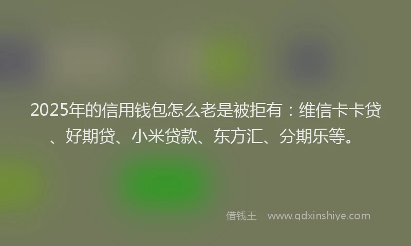 2025年的信用钱包怎么老是被拒有：维信卡卡贷、好期贷、小米贷款、东方汇、分期乐等。