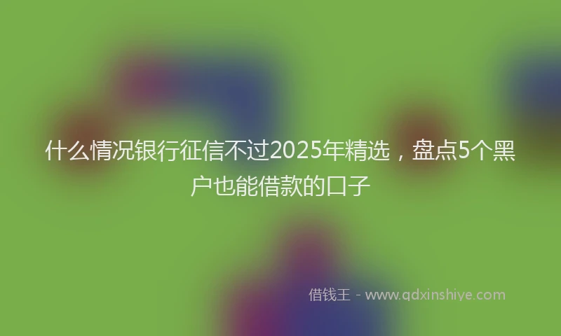 什么情况银行征信不过2025年精选，盘点5个黑户也能借款的口子