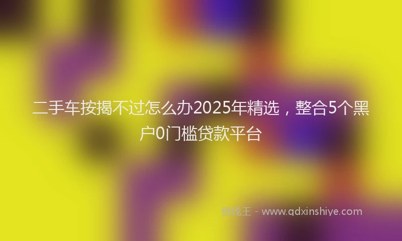 二手车按揭不过怎么办2025年精选，整合5个黑户0门槛贷款平台