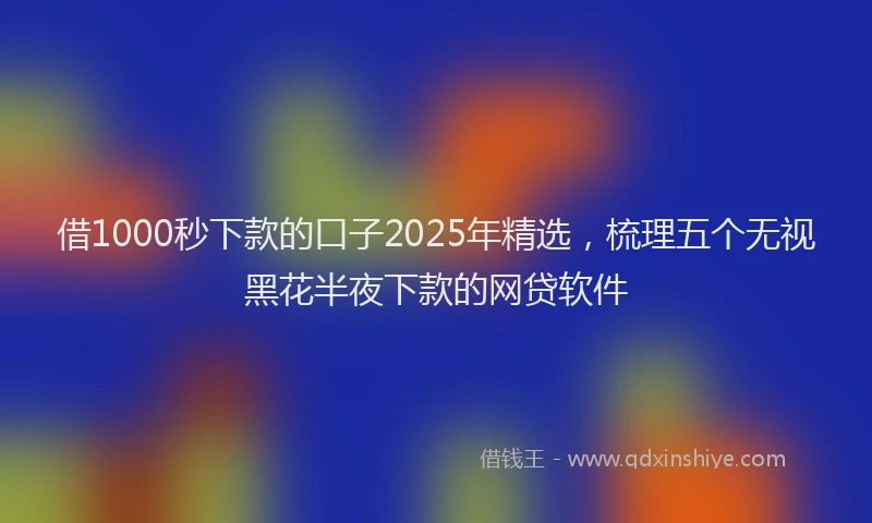 借1000秒下款的口子2025年精选，梳理五个无视黑花半夜下款的网贷软件