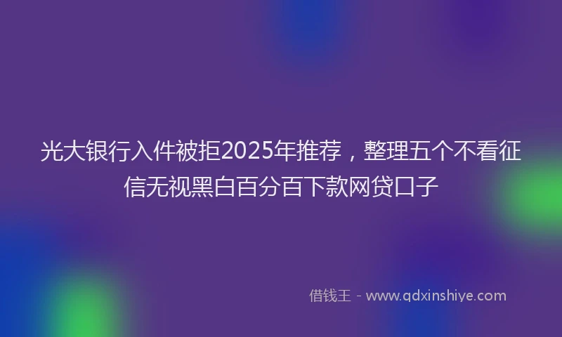 光大银行入件被拒2025年推荐，整理五个不看征信无视黑白百分百下款网贷口子