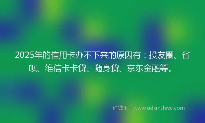 2025年的信用卡办不下来的原因有：投友圈、省呗、维信卡卡贷、随身贷、京东金融等。