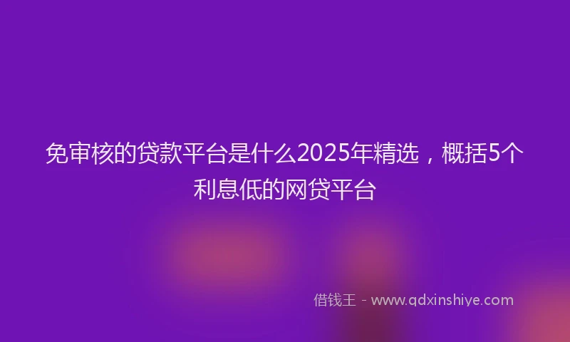 免审核的贷款平台是什么2025年精选，概括5个利息低的网贷平台