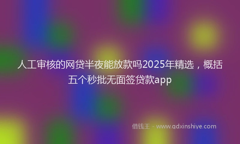 人工审核的网贷半夜能放款吗2025年精选，概括五个秒批无面签贷款app