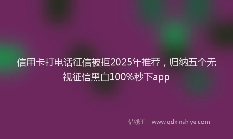 信用卡打电话征信被拒2025年推荐，归纳五个无视征信黑白100%秒下app