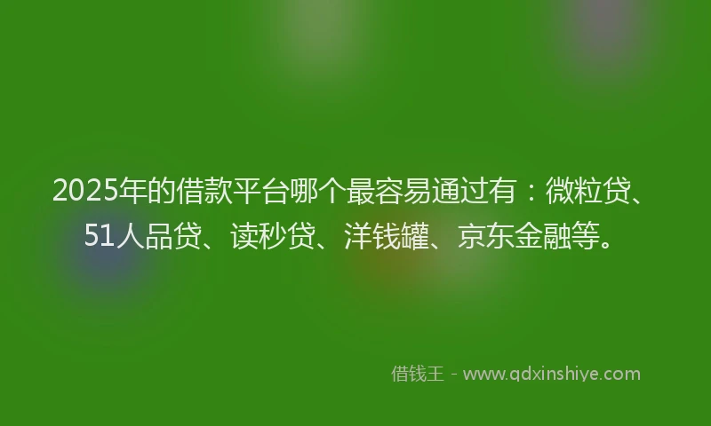 2025年的借款平台哪个最容易通过有：微粒贷、51人品贷、读秒贷、洋钱罐、京东金融等。