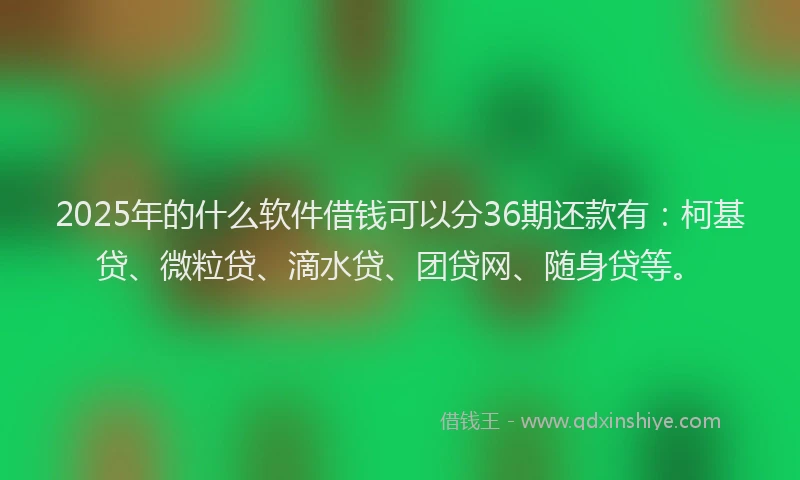 2025年的什么软件借钱可以分36期还款有：柯基贷、微粒贷、滴水贷、团贷网、随身贷等。