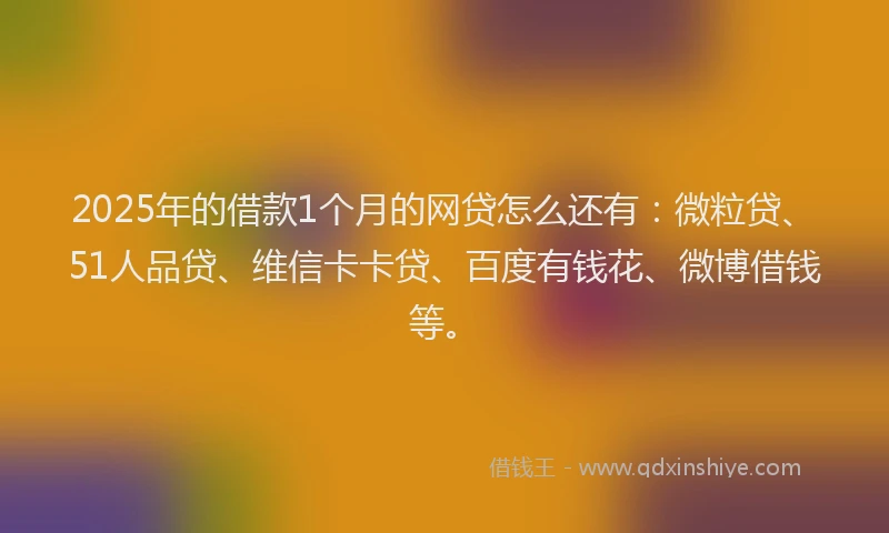2025年的借款1个月的网贷怎么还有：微粒贷、51人品贷、维信卡卡贷、百度有钱花、微博借钱等。