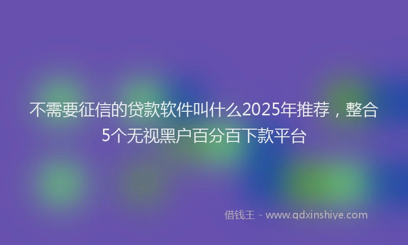 不需要征信的贷款软件叫什么2025年推荐，整合5个无视黑户百分百下款平台