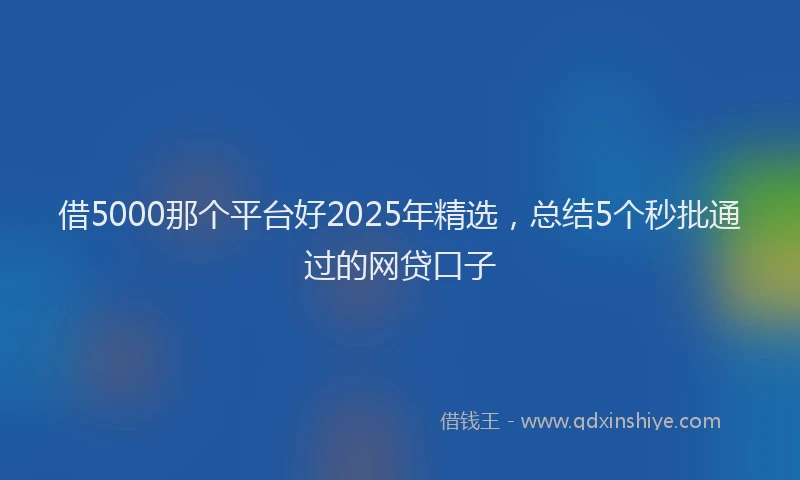 借5000那个平台好2025年精选，总结5个秒批通过的网贷口子