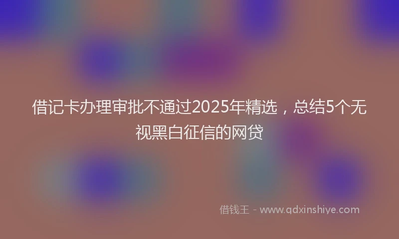 借记卡办理审批不通过2025年精选，总结5个无视黑白征信的网贷