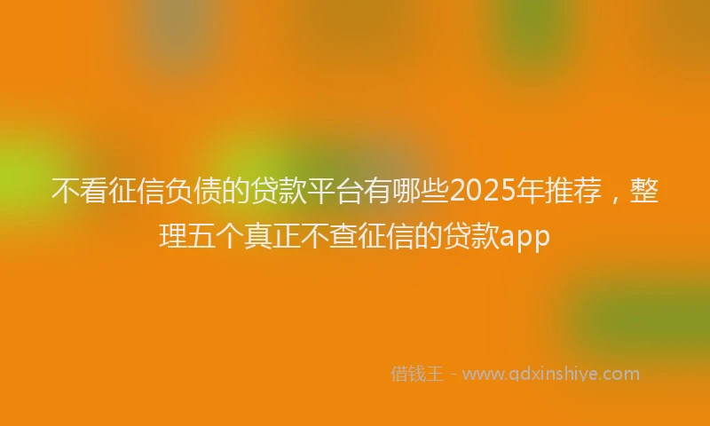 不看征信负债的贷款平台有哪些2025年推荐，整理五个真正不查征信的贷款app