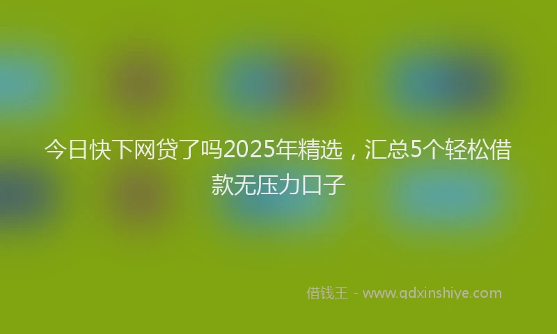 今日快下网贷了吗2025年精选，汇总5个轻松借款无压力口子
