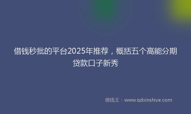 借钱秒批的平台2025年推荐，概括五个高能分期贷款口子新秀