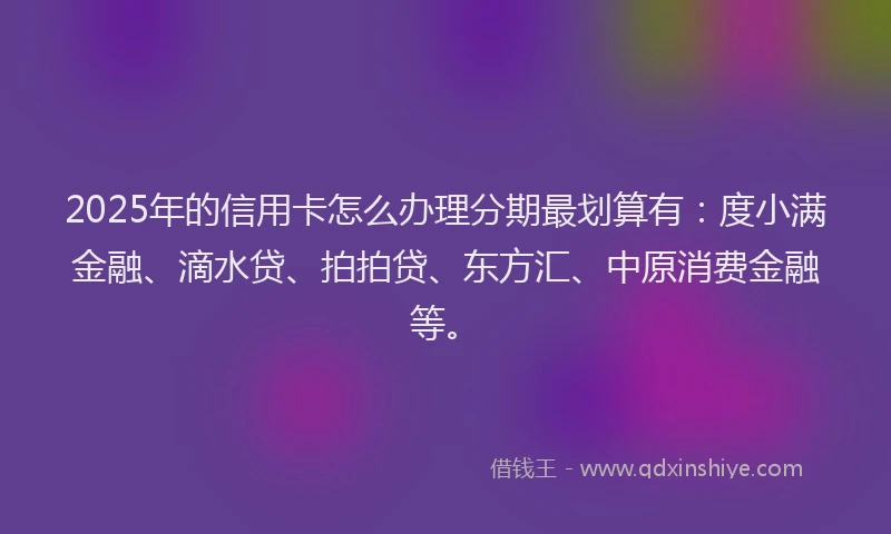 2025年的信用卡怎么办理分期最划算有：度小满金融、滴水贷、拍拍贷、东方汇、中原消费金融等。