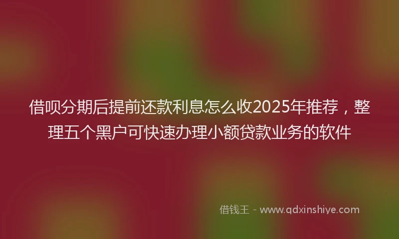 借呗分期后提前还款利息怎么收2025年推荐，整理五个黑户可快速办理小额贷款业务的软件