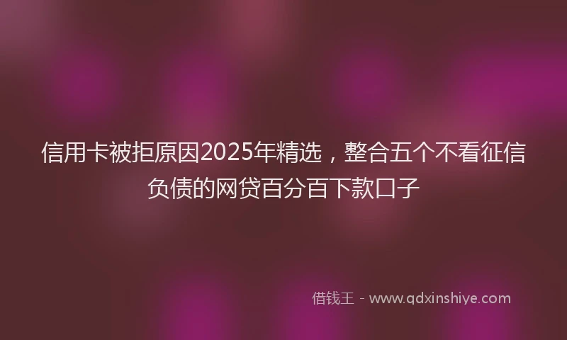 信用卡被拒原因2025年精选，整合五个不看征信负债的网贷百分百下款口子