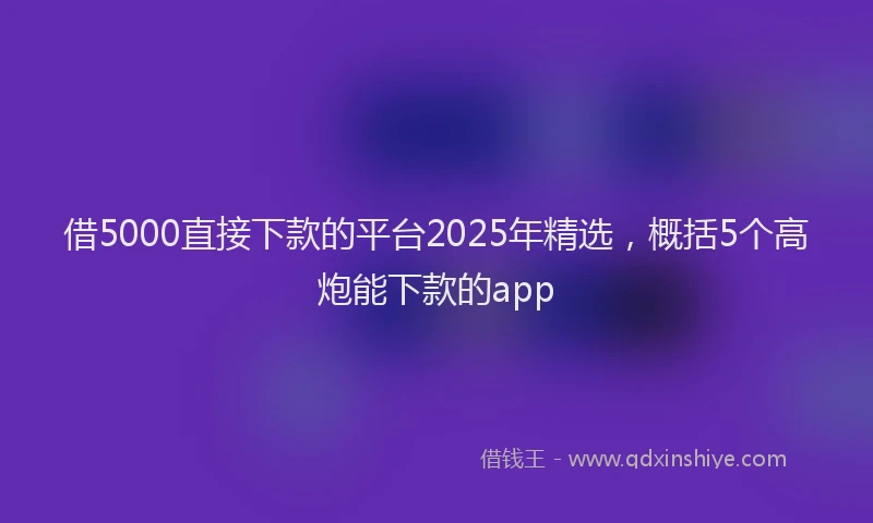 借5000直接下款的平台2025年精选，概括5个高炮能下款的app