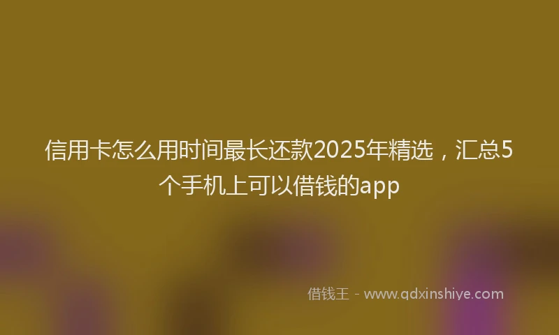 信用卡怎么用时间最长还款2025年精选，汇总5个手机上可以借钱的app