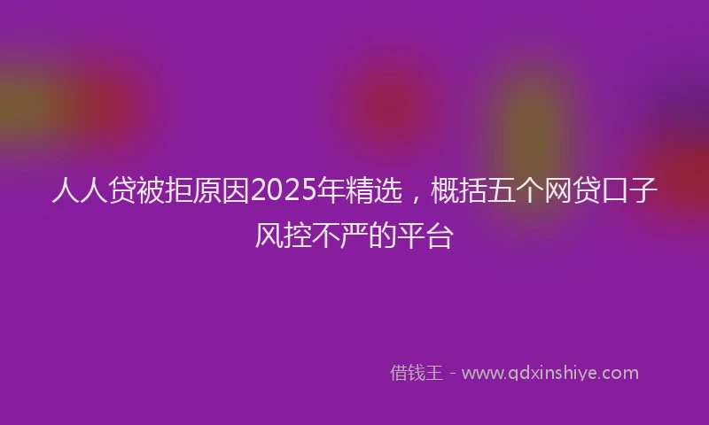 人人贷被拒原因2025年精选，概括五个网贷口子风控不严的平台
