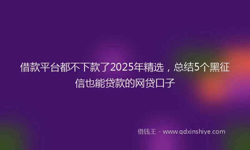 借款平台都不下款了2025年精选，总结5个黑征信也能贷款的网贷口子