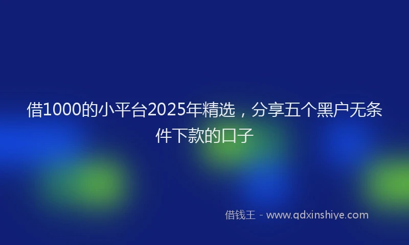 借1000的小平台2025年精选，分享五个黑户无条件下款的口子