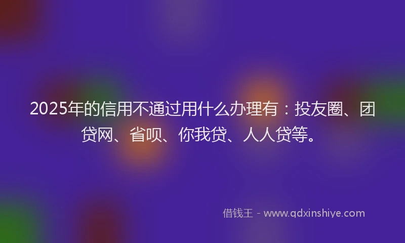 2025年的信用不通过用什么办理有：投友圈、团贷网、省呗、你我贷、人人贷等。