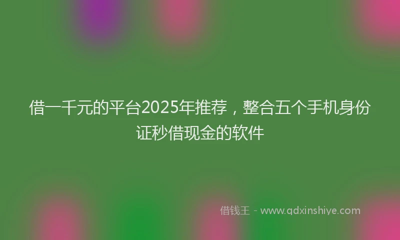 借一千元的平台2025年推荐，整合五个手机身份证秒借现金的软件
