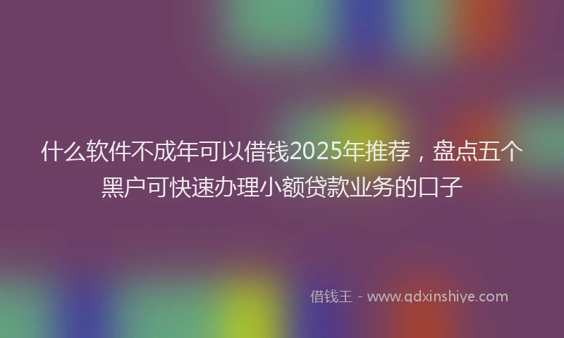 什么软件不成年可以借钱2025年推荐，盘点五个黑户可快速办理小额贷款业务的口子