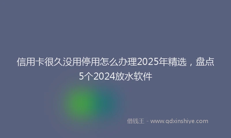信用卡很久没用停用怎么办理2025年精选，盘点5个2024放水软件