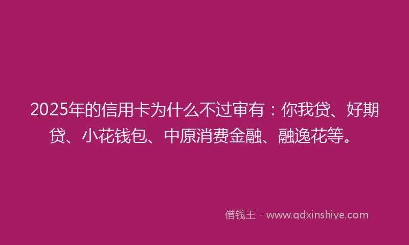 2025年的信用卡为什么不过审有：你我贷、好期贷、小花钱包、中原消费金融、融逸花等。
